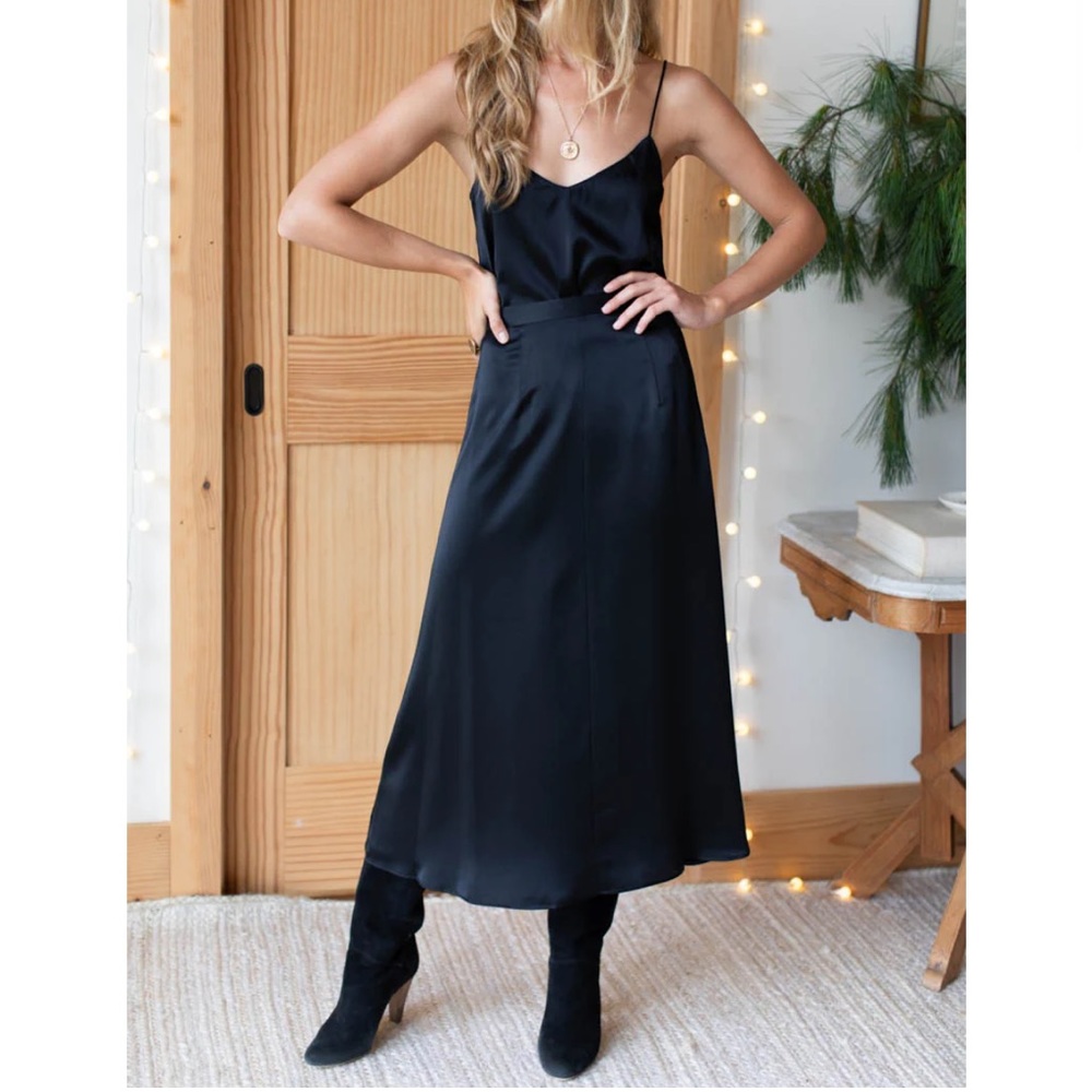 EMERSON FRY MIDI SKIRT 2 - BLACK 100% SILK